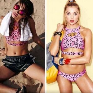 Pink Leopard Print Bikini Set